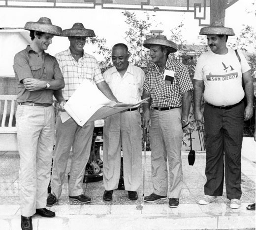 Palmer and his design partner Ed Seay during a site visit in 1982