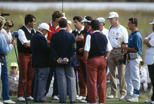 Seve and Azinger fail to see eye-to-eye at the 1991 Ryder Cup