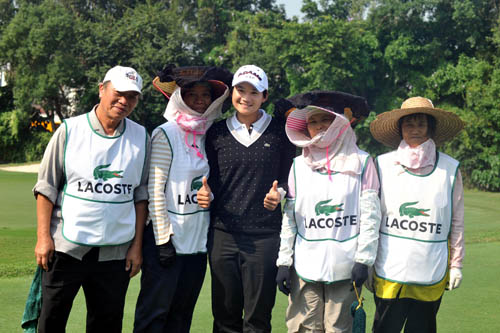 With Fanling caddies during the Lacoste Hong Kong VIP Golf Day