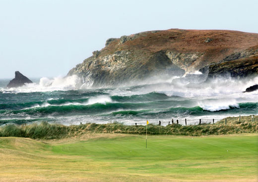 The 4th at Trevose with Trevose Head beyond