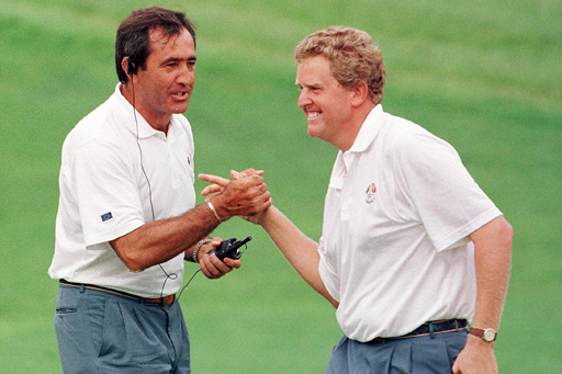 Captain Ballesteros and Colin Montgomerie at the 1997 Ryder Cup at Valderrama