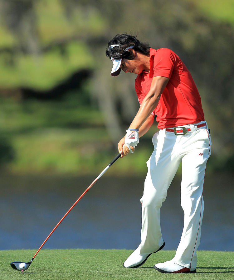 Ishikawa, seen here at Bay Hill, generates enormous power from his athletic swing, averaging over 300 yards off the tee