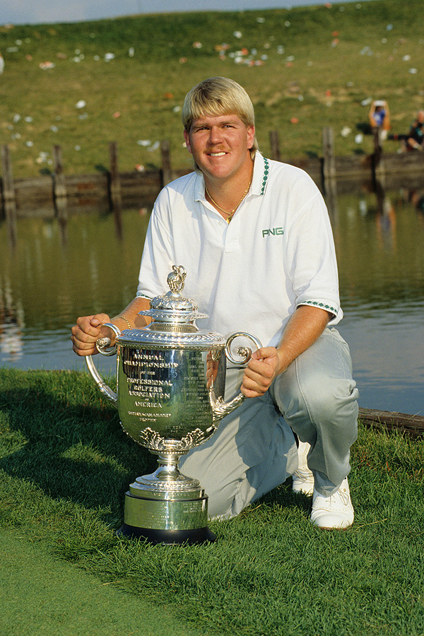 Daly poses with the Wanamaker Trophy after his surprise victory at the 1991 PGA Championship
