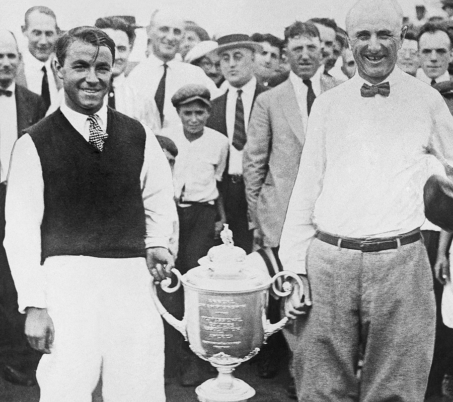 Walter Hagen celebrates one of his five U.S. PGA Championship 