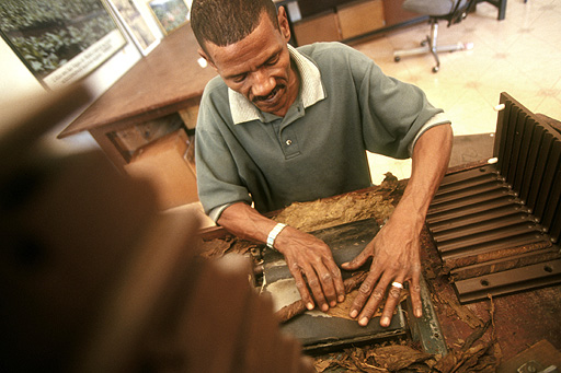 Fausto Rutinel busy at work in the Cohiba factory, Santa Domingo