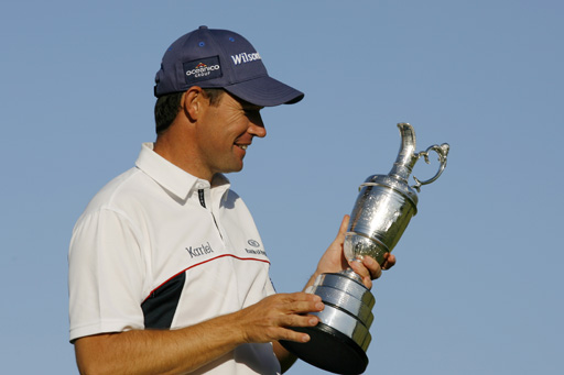 Padraig Harrington holds the Open Championship trophy