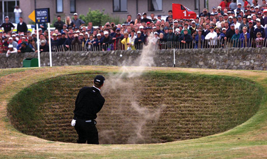 The Road Hole bunker receives so much play and damage that it needs to be rebuilt every year