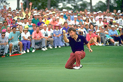 The ecstasy of sinking the winning putt at the 1991 Masters