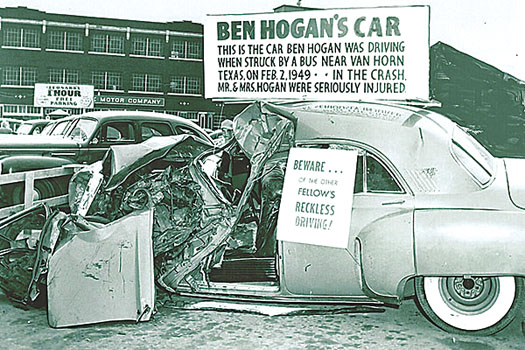 Hogan’s car, pictured years later, after his horrific crash in February 1949
