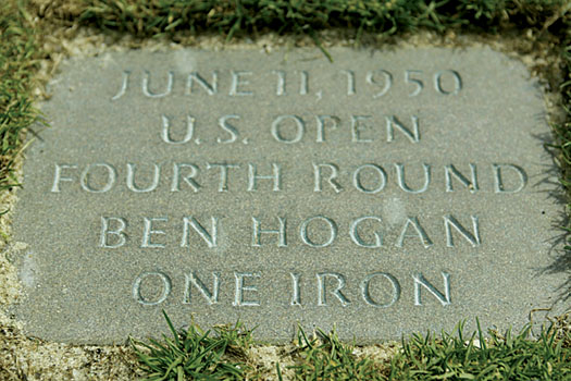The plaque commemorating Hogan’s 200-plus yard approach to the 72nd hole