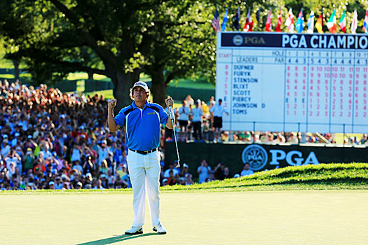 "I come across as a pretty cool customer," Dufner said moments after sinking the final putt