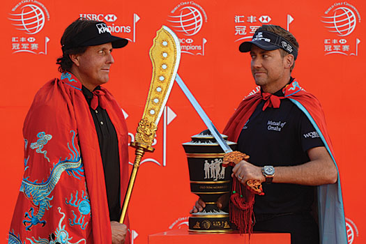 Phil Mickelson and Ian Poulter square up at the pre-event press conference