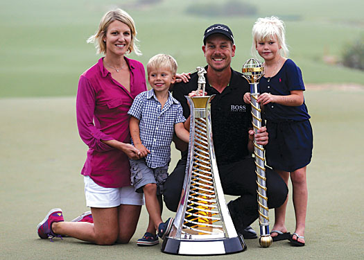 Stenson with his family after claiming the Tour Championship and overall Race to Dubai titles