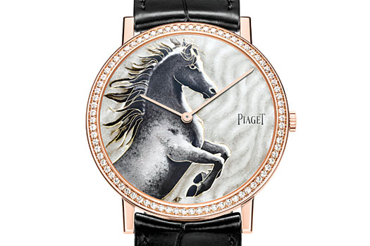 The Altiplano Chinese Zodiac Horse is available in white gold and pink gold