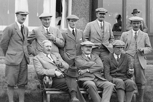 The British team for the match, including Harry Vardon and Abe Mitchell