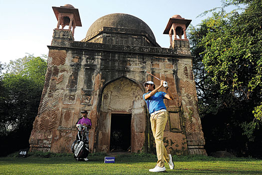 One of the ancient temples that can be found at Delhi Golf Club