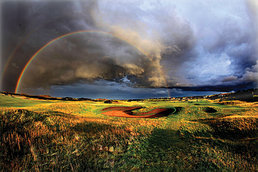 The famous Hell Bunker on the par-5 14th hole on the Old Course