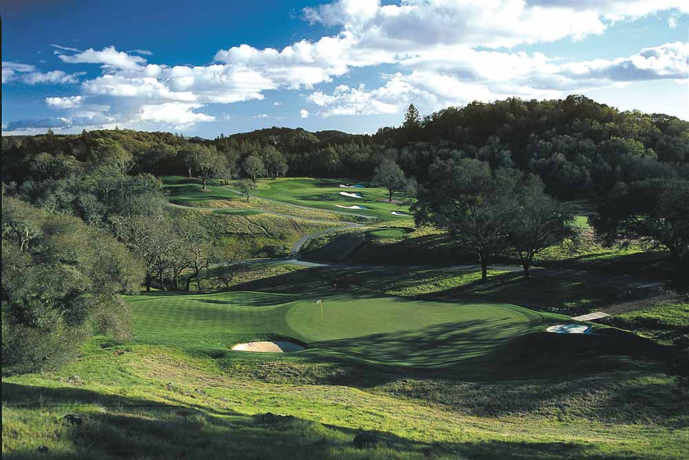 Golf holes 4 and 5; along terraced hillsides and sprawling fairway