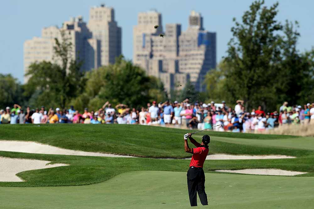 Tiger Woods at Liberty National Golf Club in 2013