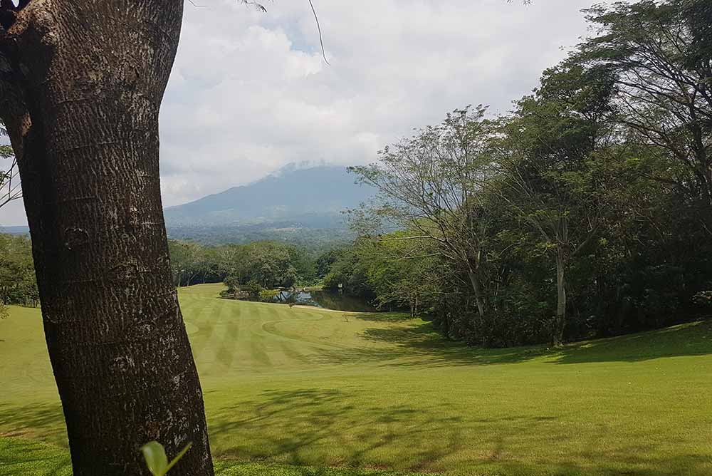 The remarkable backdrop of Mount Salak