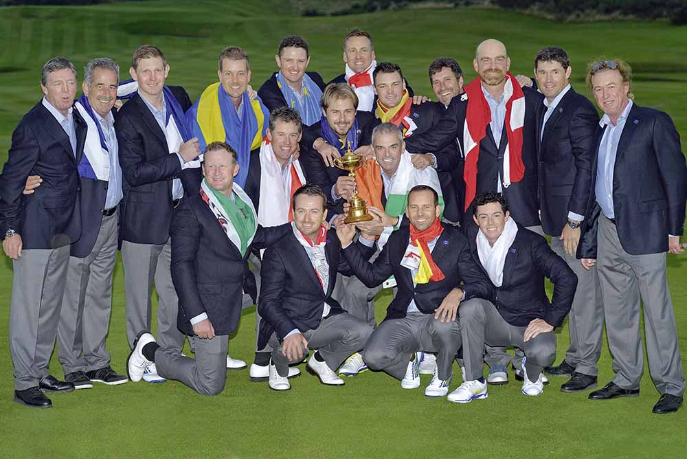 Ryder Cup Captain Paul McGinley with the victorious 2014 European Team
