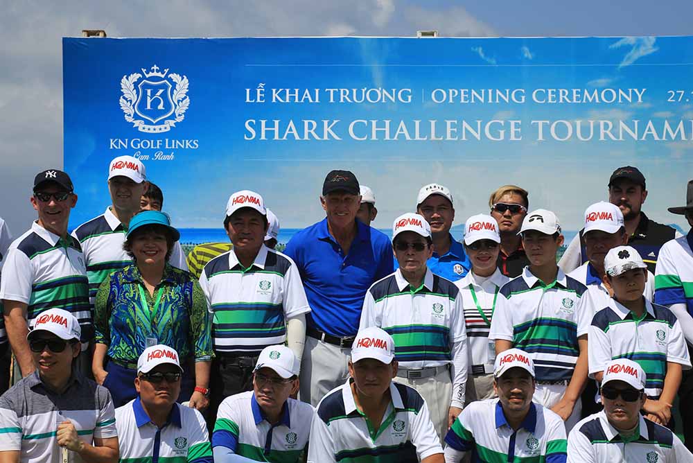 Greg Norman joined by KN Investment Group Chairman Le Van Kiem and VIP guests