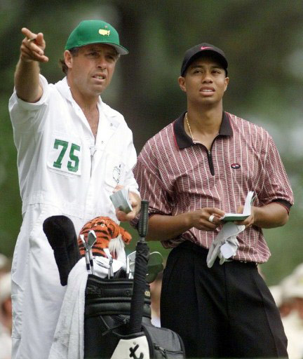 Steve Williams and Tiger Woods at the 1999 Masters