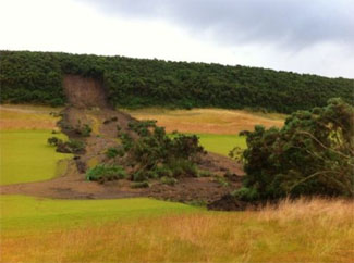 Stunning landslide on the first hole