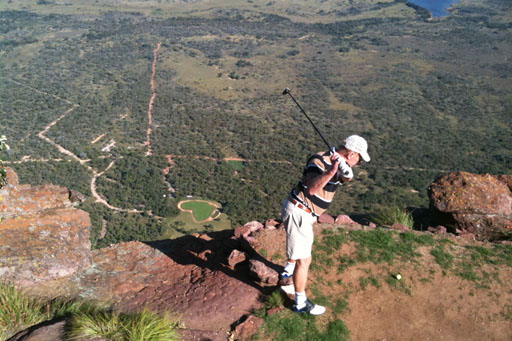 Perched 1,400 feet above the green, the teebox on the extreme 19th is not for the faint of heart