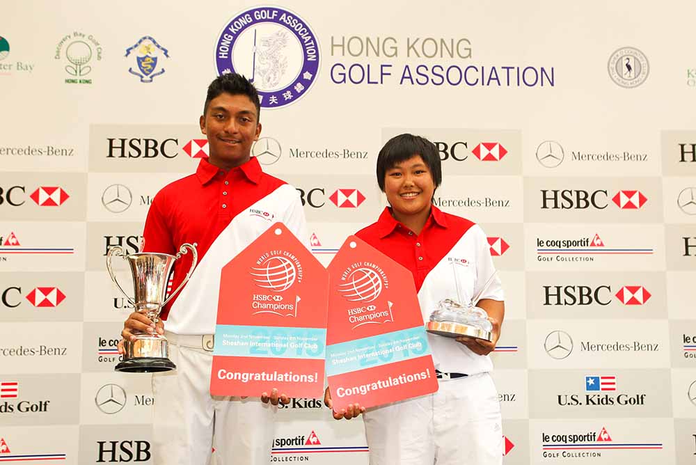 Leon D’Souza and Vivian Lee celebrate victory in the 2015 Hong Kong Junior Open Championship 