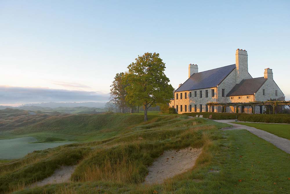 Whistling Straits - Clubhouse view from Straits Course, Hole 18 "Dyeabolical"